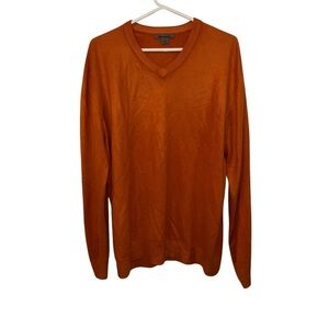 Johnston & Murphy V-Neck Orange Sweater Timeless Knit